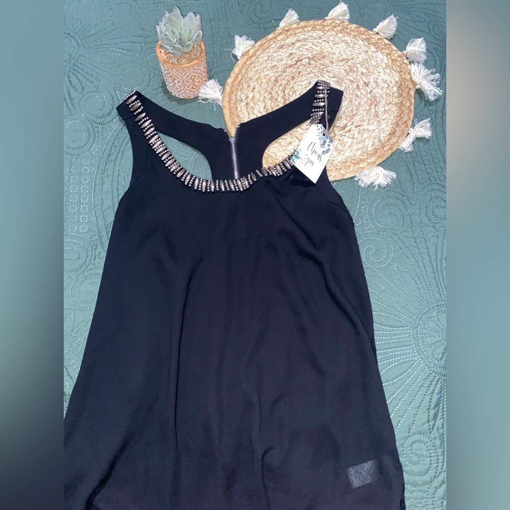 Express Black Top with Beaded Detail